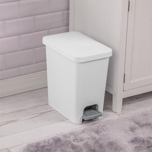 Sterilite Step On Wastebasket, Kitchen Trash Bin, White, 2.7 Gal, 6-Pack