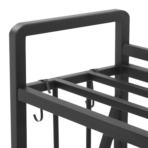 HAOREBAIYU 4-Tier Rolling Book Cart, Large Capacity Mobile Bookshelf Storage Rack with Wheels & Brakes, Sturdy Metal Book Shelf for Home Office Living Room Classroom, Black or White (Black)