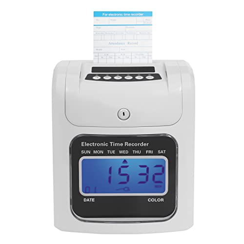 LNUJIUN Employee Time Clock with 50 Cards & LCD Display 100V～240V in/Out Attendance Machine Electronic Time Recorder for Small Business