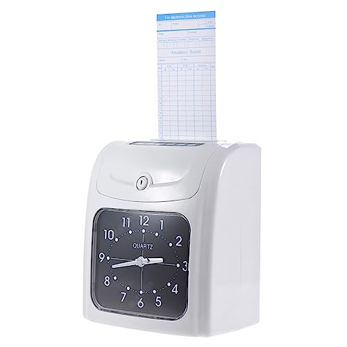 Employee Time Clock, Time Card Machine with 50 Cards and 2 Security Key, External Bell Interface and Retro Pointer Clock Display, Convenient Simple to Card for Factories, Companies