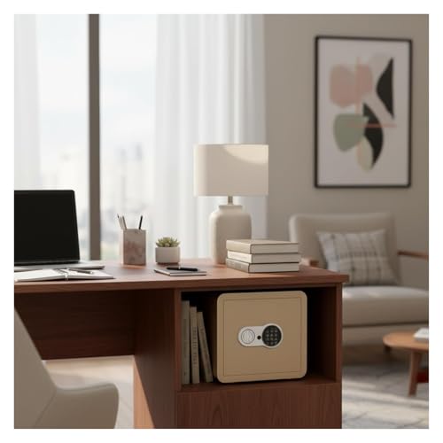 fireproof safe Small Safes Electronic Home Mini Safe Box with Digital Keyboard for Jewelry Cash Passports Home Hotel Office(Gold)
