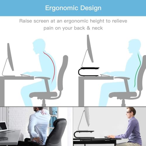 HUANUO Monitor Riser for Desk, Laptop Stand with Vented Steel Shelf, 2 Pack