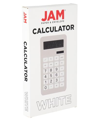 JAM PAPER Desktop Calculator - 10 Digit LCD Display - 3 3/4 x 6 3/4 Inches - White - Bulk 10/Pack