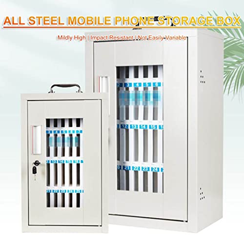 FENOKD 12/24/36/48/60 Cell Phones Storage Cabinet Pocket Chart Storage Locker Box, with Handle and Security Lock, for Classroom Office (Silver 12)，Silver-12