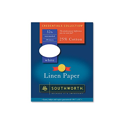 Southworth J558C 25% Cotton Linen Business Paper 32 lbs. 8-1/2 x 11 White 250/Box