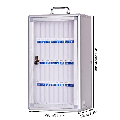 12/24/36/48/60 Slots Cell Phones Storage Cabinet Aluminum Alloy Pocket Chart Storage Locker Box Wall-Mounted Phones Desktop Organizer Box With A Lock For Classroom Office ( Color : Silver , Size : 36