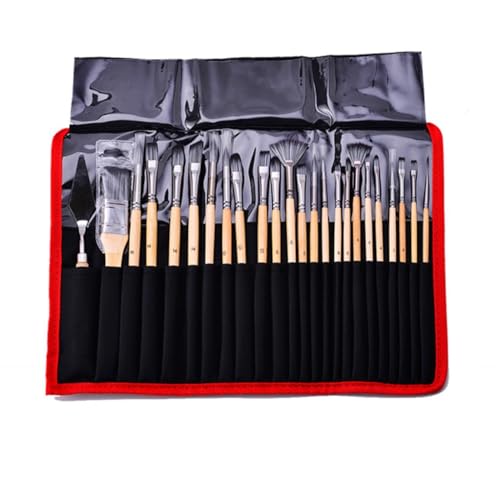 HBJWOV Nylon Hair Brush Set Canvas Curtain Oil Paintbrush Gouache Watercolour White Rod Brushes