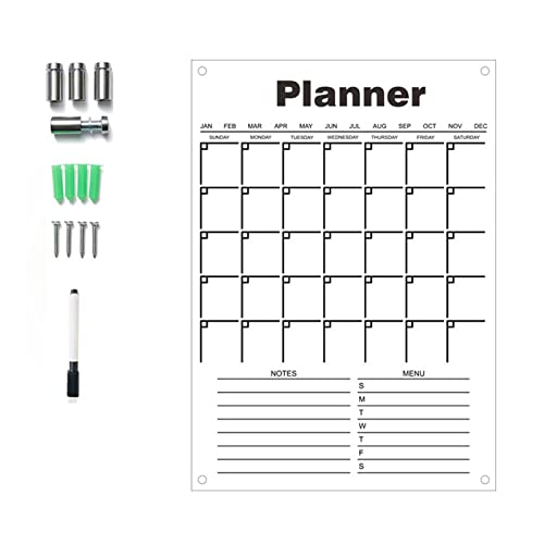 FDFDF Acrylic Board Calendar for Fridge Clear Refrigerator Calendar Weekly Planner Schedule Whiteboard Acrylic