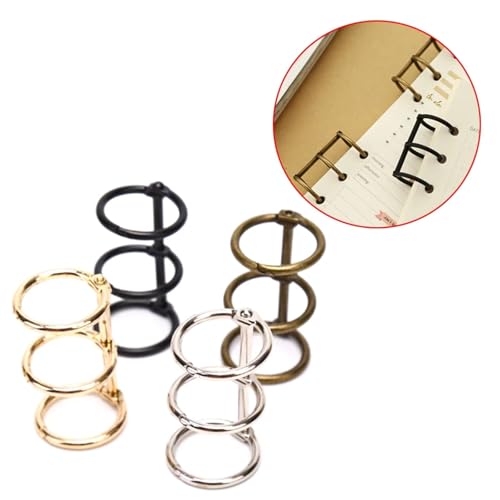 A6 Binder Rings 15Pcs Metal Loose Leaf Book Binder 3 Rings Scrapbook Clips DIY Three-Ring Buckle Calendar Ring for Notebook(Bronze)