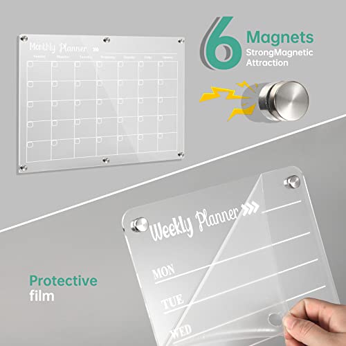LCPCX Magnetic Acrylic Fridge Calendar Dry Erase Planner