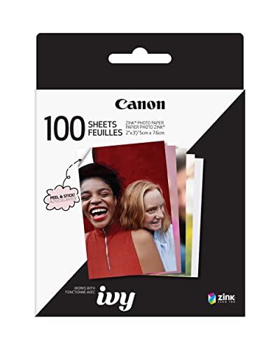 Canon Ivy Zink 2" x 3" Photo Sticker Paper 100 Sheets Pack