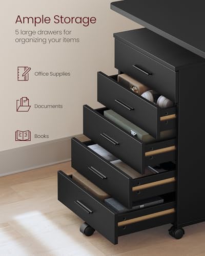VASAGLE File Cabinet, Mobile Pedestal Filing Cabinet with Wheels