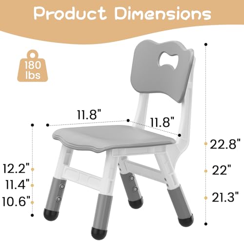 IDEALHOUSE Chair Set of 2, 3 Level Height Adjustable Kid Chair, Plastic Toddler Chairs for Children Boys Girls Age 2-6, Suitable for Home Family Classroom Nursery Indoor Use