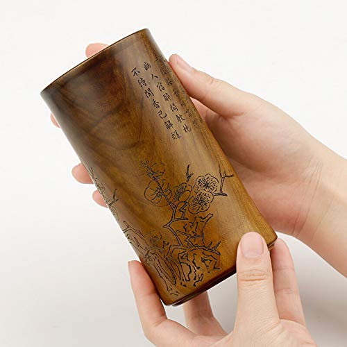 QTBH Pen Holder Natural Wood Pen Holder Multifunctional Writing Brush Pen Holder,Round Creative Pen Holder Home Desk Supplies Organizers Pencil Holder Pencil Cup