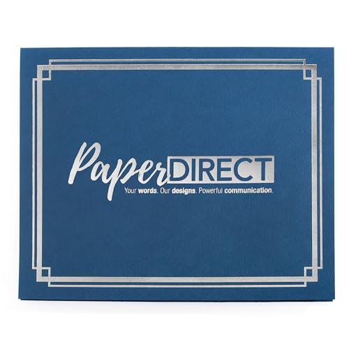PaperDirect Foil Elegance Custom Certificate Jackets, Blue, Double Silver Embossed Foil, Personalized Certificate Holders, Schools, Businesses, Awards, Diplomas & Professional Recognition, 50 Count