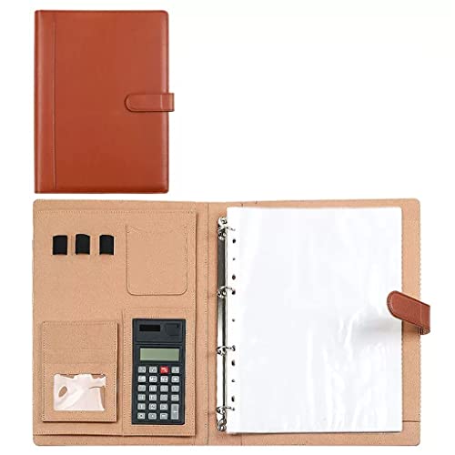 PU Leather Folder Organizer Storage Clipboard, Clip Boards A4 Writing Pad with Calculator And Information Pack, Clipboards Creative Clip Board for Classroom, Office, Nurses ( Color : Brown , Size : 5