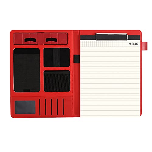 AEYSD-456 Filing Envelopes Leather Business Folder Multi-Function Data Organization Clipboard with Multiple Storage Bags Multi-Color Binder A4 File Folder Plastic Folders (Color : Red)