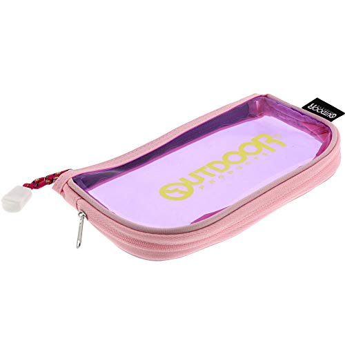 Sun-Star Stationery S1421514 OUTDOOR Pencil Case, Clear Flat, Pink + Violet