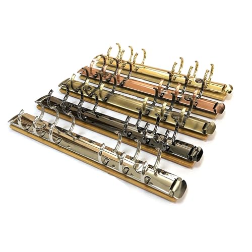 Ring Clips 6pcs A6 Detachable Buckle Loose-Leaf Binder Strip with Bamboo Back Panel 6 Holes Metal Ring Clips for Data Book Album Notebook(Red Bronze)