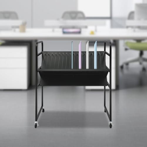 MARTEXBUY Laptop Charging Cart, 16 Slots Mobile Open Charging Station, Up to 14 in Device Size, Storage Rack on Wheels for iPads, Chromebook, Tablet, Laptop, Ideal for Classroom, Office, School