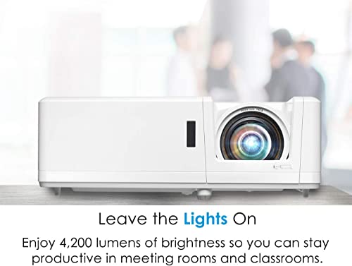 Optoma ZH406STx Short Throw Full HD Professional Laser Projector | DuraCore Laser Technology | High Bright 4,200 Lumens | 4K HDR Input | Four Corner Image Adjustment | Network Compatible