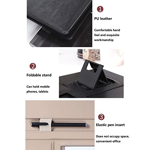 Padfolio Organizer Binder,portfolio, Padfolio Faux Leather A4 Business Portfolio A4 Writing Pad Clipboard Folder 3 Notepad for Resume/Meeting/Legal Documents for Men and Women(Blue 2,8 digit calculato