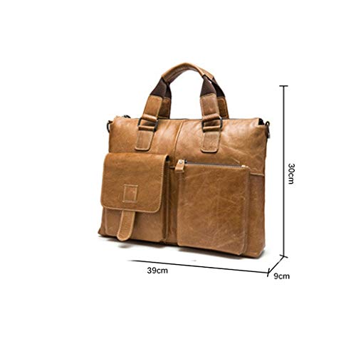 FENOKD Leather Briefcase Laptop Bag Messenger Shoulder Work Bag Crossbody Handbag for Business Travelling for Men.E