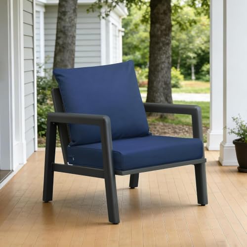 Ojtuyht 2 Item Patio High Back Seat Cushion, 3 7/8" Furniture Cushions Water Proof High Resilience Hidden Zipper, for Lawn Backyard Balcony Garden Wicker(B,21 5/8" x23 5/8")