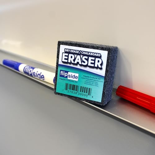 Flipside Products 48 Student Erasers, 48 Black Dry Erase Markers, Class Pack, Classroom, Small Erasers for Whiteboard and Chalkboard, 96 Total Pack