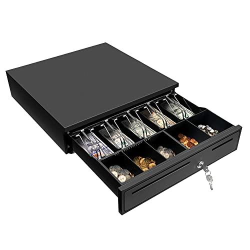 MUNBYN Black Cash Register Drawer 16" Black 5 Bill 5 Coin RJ11 RJ12