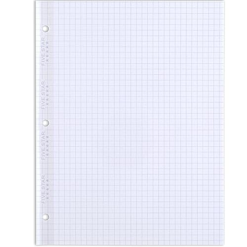Five Star Reinforced Insertable Graph Ruled Notebook Paper, 6 Pack, White, 8.5 x 11, 75 Sheets per Pack