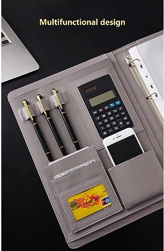 NIKAIDD Documents Bag,Portfolio Organizer Holder,Folder A4 Conference Folder with 4 Ring Binder A4 PU Leather for Business Students Job Interview Resume Training School