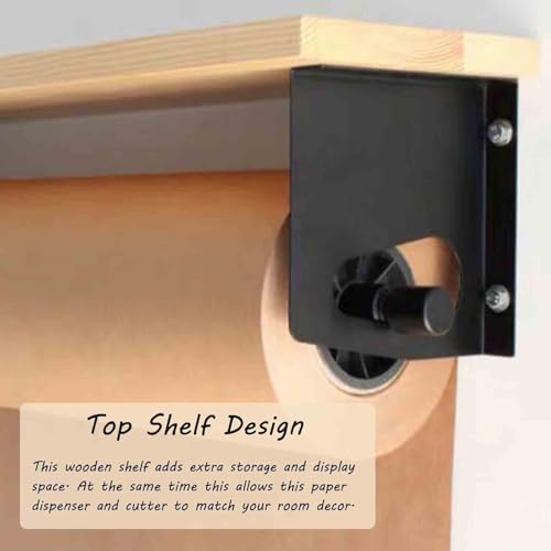 LNNW Kraft Paper Dispenser Paper Roll Dispenser and Cutter, Wall Hung Butcher Paper Dispenser, for Home/Office/Cafe/School Decorative Message Boards for Wall(White Paper,70cm/27.5in Wide)