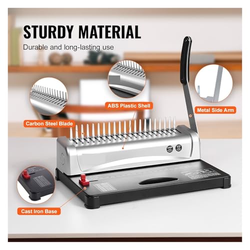 Binding Machines, Binding Machine Comb Binding Machine 21Holes Binding 450 Sheets Book Binder Machine with 100 PCS 3/8'' Comb Binding Spines