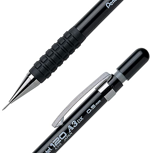 Pentel Sensi-Grip Automatic Pencil, 0.5mm, Black Barrel, Box of 12 (A315A)