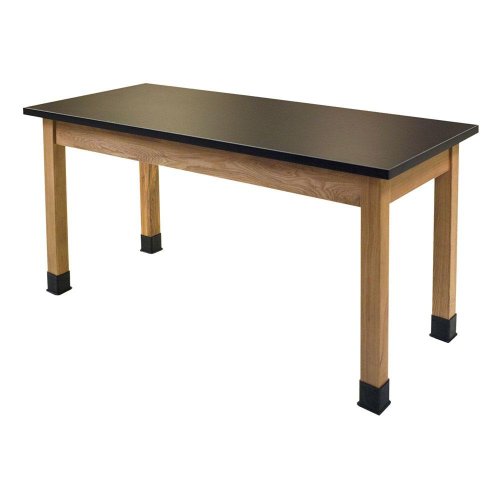 NPS 24x54" Solid Ash Wood Science Lab Table with Phenolic Top in Black