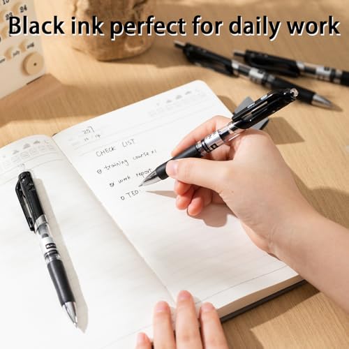 deli Gel Pens, 100 Pcs Retractable Pens Black Ink, Medium Point Pen 0.7mm