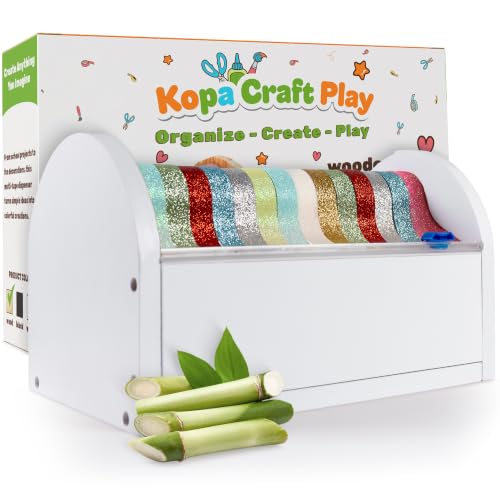 Kopa Craft Play Bamboo Kids Tape Dispenser & Washi Tape Organizer - White