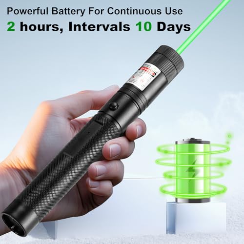 Damflew Green Laser Pointer, USB Charging, Laser Beam with Starry-Sky Cap