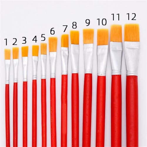 XJPWZER Red Stick Gouache Brush Line 1-12 Nylon Oil Watercolor
