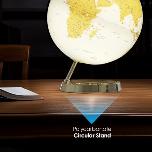 Waypoint Geographic Light & Color Globe Gold, 12" Illuminated Designer Series, Elegant, Minimalist Decorative Globe for Home and Office Décor