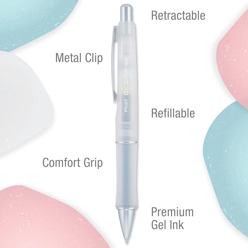 PILOT Dr. Grip Serenity Gel Pens, Fine Point 0.7mm, Black Ink, 3-Pack