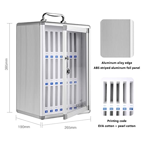 Aluminum Alloy Pocket Chart Cell Phones Storage Cabinet for Cell Phones,Wall-Mounted with A Locked,Can Be Carried by Hand for Office Classroom Factory (Color : Silver, Size : 24)