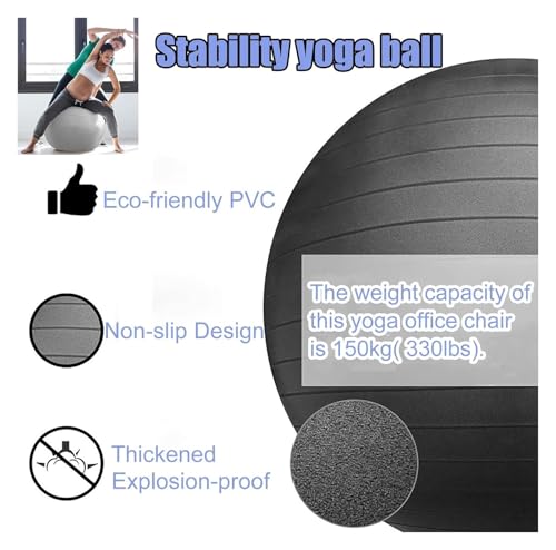 Yoga Ball Chair,Yoga Ball，Exercise Ball, Balance Ball Chair with Adjustable Band & Stability Base Home Yoga Chair for Exercise/Improving Health Pregnancy Birthing Balls Seat(Green,Diameter 75cm ( 29 1
