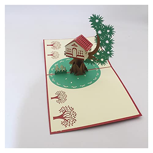 Greeting Card Birthday Cards 3D Handmade Tree House Family Paper Invitation Greeting Cards Postcard Business Gift Father Mother's Day Supply Birthday Card (Size : 8pcs)