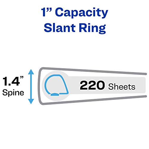 Avery® Durable View 3 Ring Binders, 1" Slant Rings, 4 Blue Binders