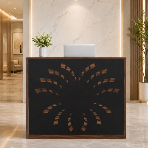 Beuiosda 46.5'' Small Reception Desk with Counter and Rolling Storage Cart