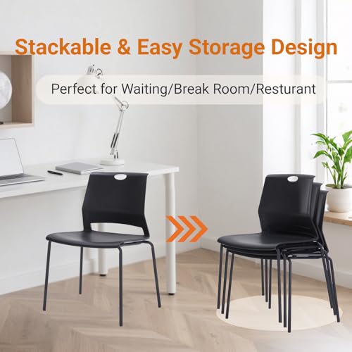 Sidanli 12 Pack Stacking Office Chairs, Scratch Free Structure, Black