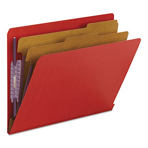 Smead 26783 Pressboard End Tab Folders Letter Six-Section Bright Red 10/Box