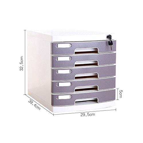 SDVantage Flat File Cabinets, Lockable Drawer-Type Information Cabinet Office A4 Storage, with 5 Drawers Grey (Large 5)